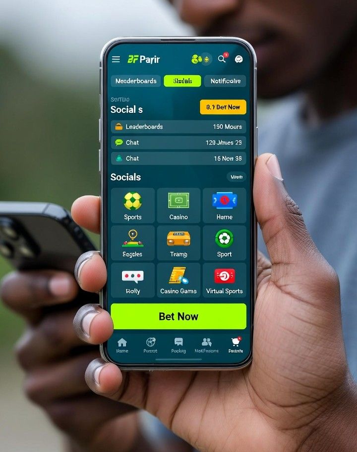 colorful betting app with social features like leaderboards and chat
